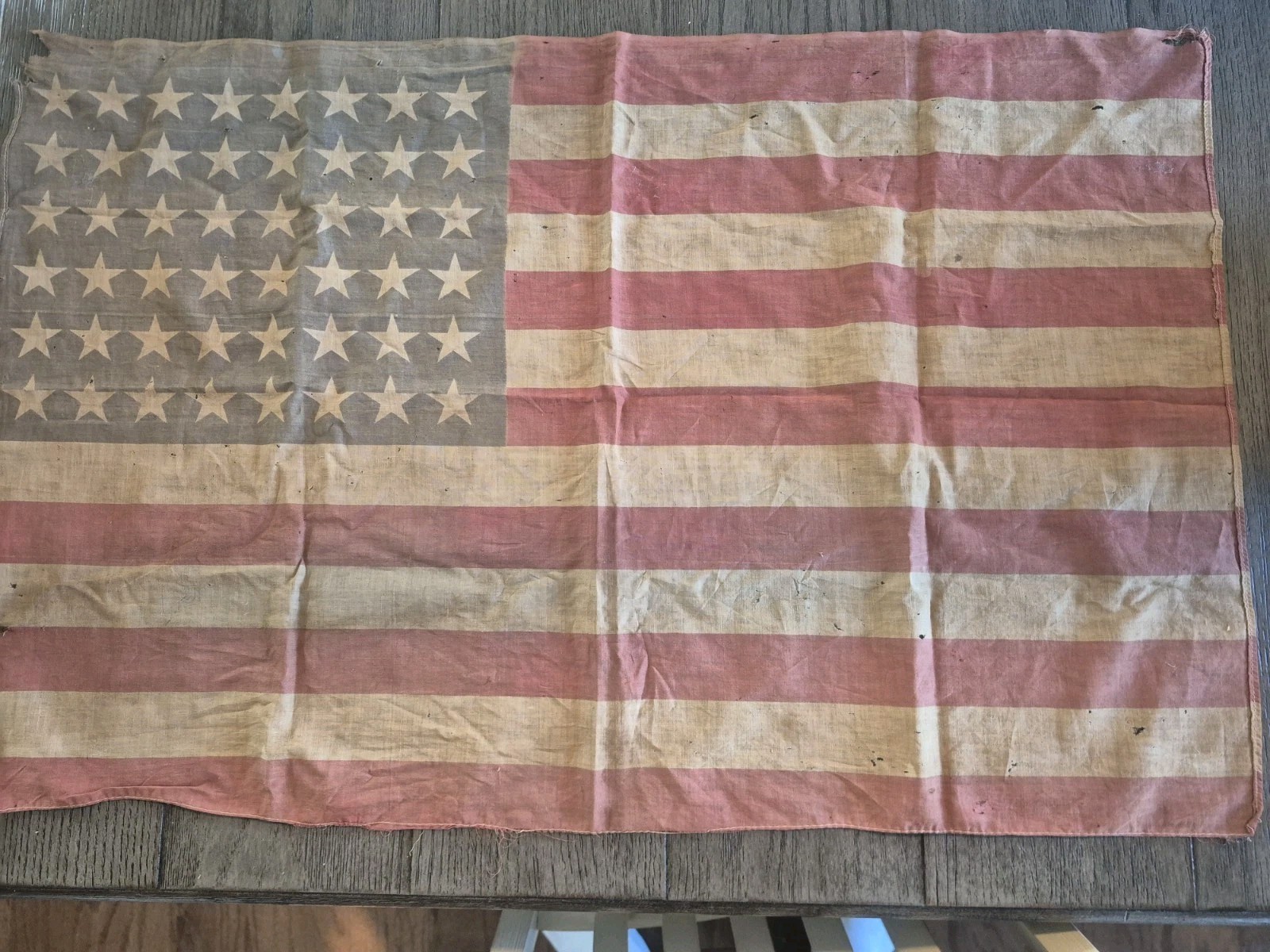 Vintage 48 Star American Flag 34” x 21” Printed on Stars Wwii Era