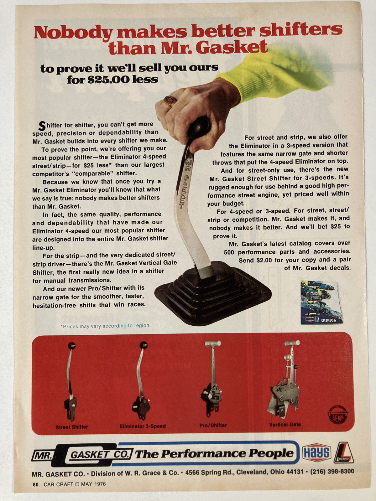 1976 Mr. Gasket Print Shifter Ad Nobody Makes better Shifters 1976 Mr. Gasket Print Shifter Ad Nobody Makes better Shifters