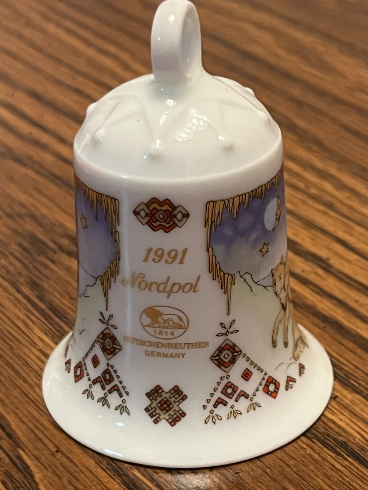 Vintage 1991 Nordpol Hutschenreuther Christmas Holiday Porcelain Bell Ornament Vintage 1991 Nordpol Hutschenreuther Christmas Holiday Porcelain Bell Ornament
