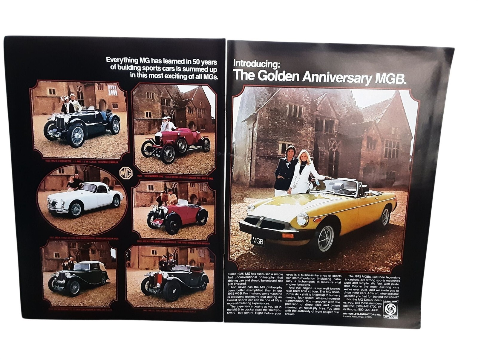 1975 MG MGB Golden Anniversary 2 Page Vintage Print Ad British Sports Car 1975 MG MGB Golden Anniversary 2 Page Vintage Print Ad British Sports Car