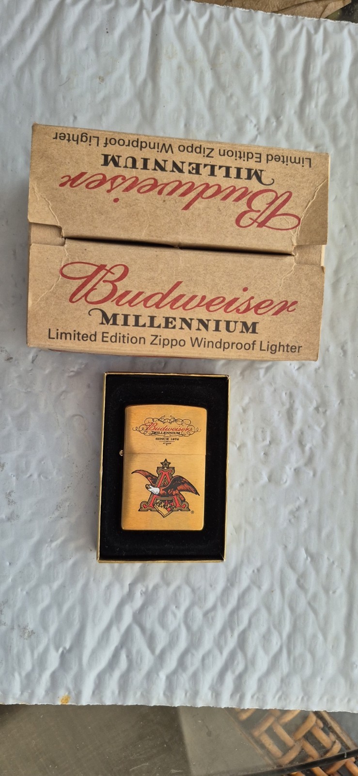 NEW 2000 BUDWEISER MILLENNIUM LIMITED EDITION ZIPPO WINDPROOF LIGHTER IN BOX NEW 2000 BUDWEISER MILLENNIUM LIMITED EDITION ZIPPO WINDPROOF LIGHTER IN BOX