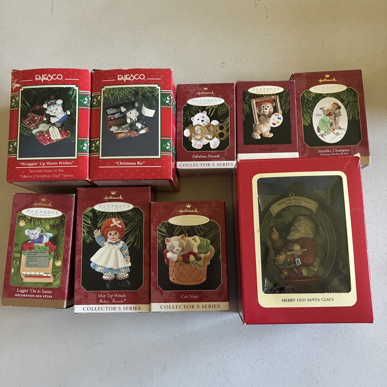 Hallmark/Enesco Christmas Ornaments Set Of 9 Pieces