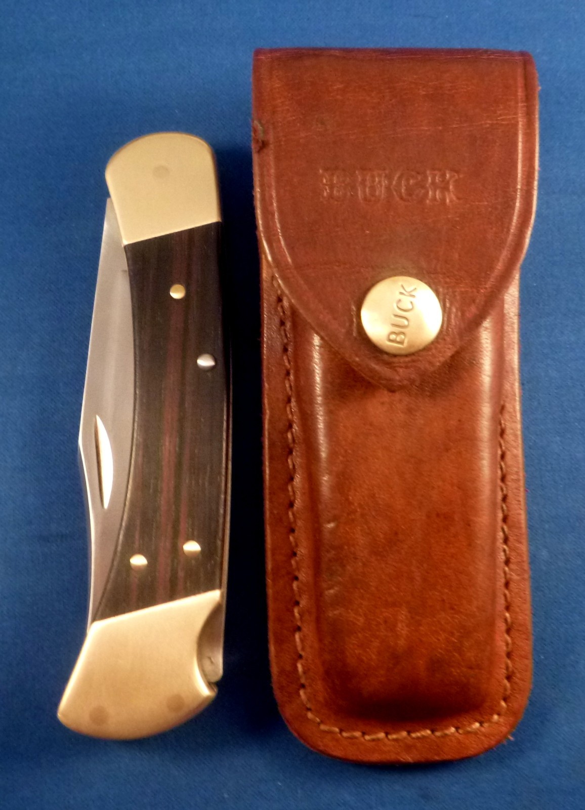 Vtg BUCK 110 4 dot folding hunter pocket KNIFE 1981-86 brown Buck leather sheath Vtg BUCK 110 4 dot folding hunter pocket KNIFE 1981-86 brown Buck leather sheath