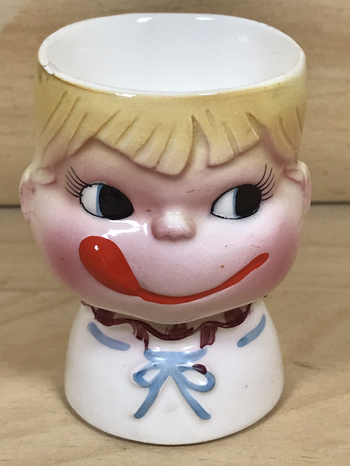Vintage 1950’s Original Ray-Gee YUM-EE-YUM Egg Cup Hand Painted Boy Imperfect Vintage 1950’s Original Ray-Gee YUM-EE-YUM Egg Cup Hand Painted Boy Imperfect