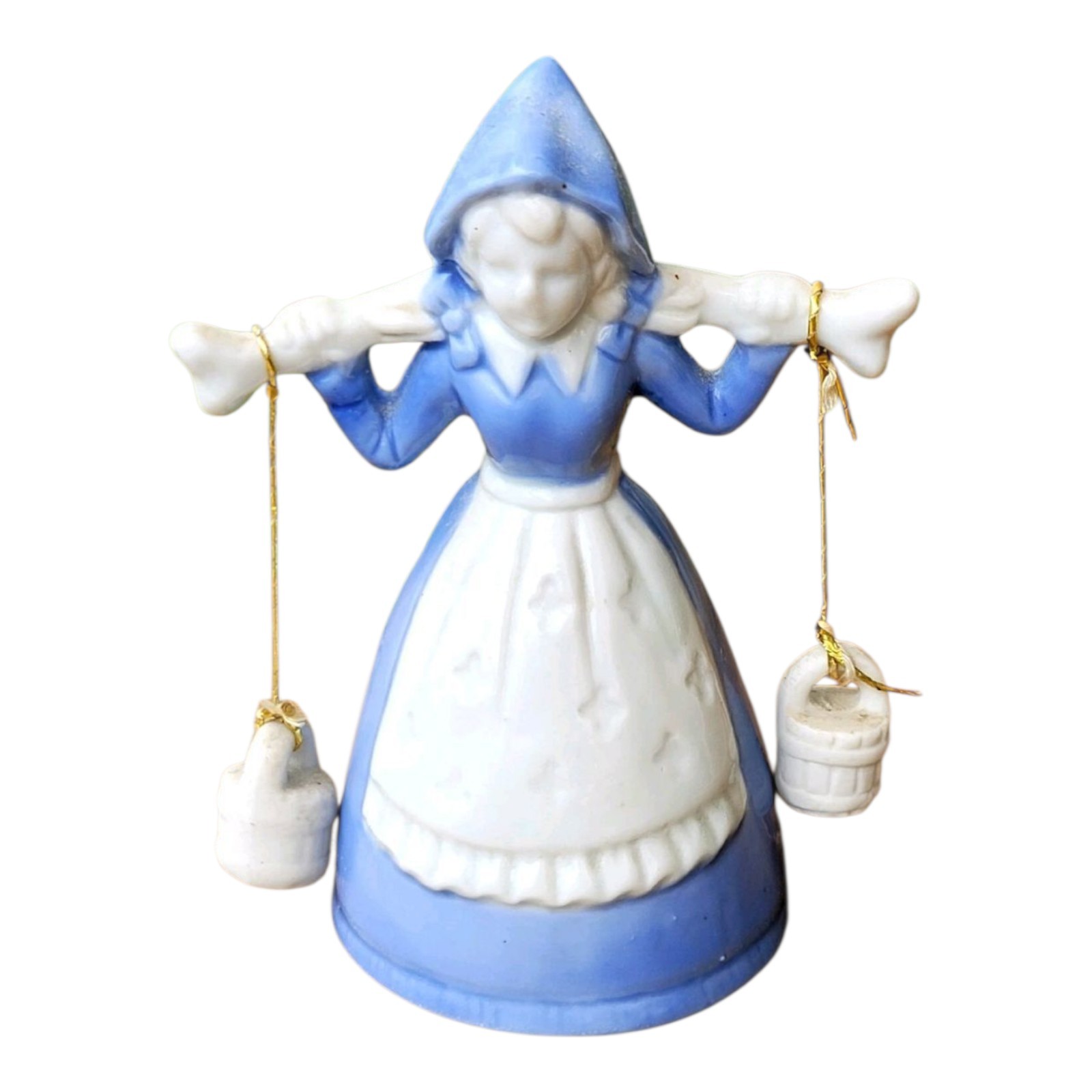 Vintage Porcelain Dutch Woman Carrying Buckets Figurine Taiwan 4.5\