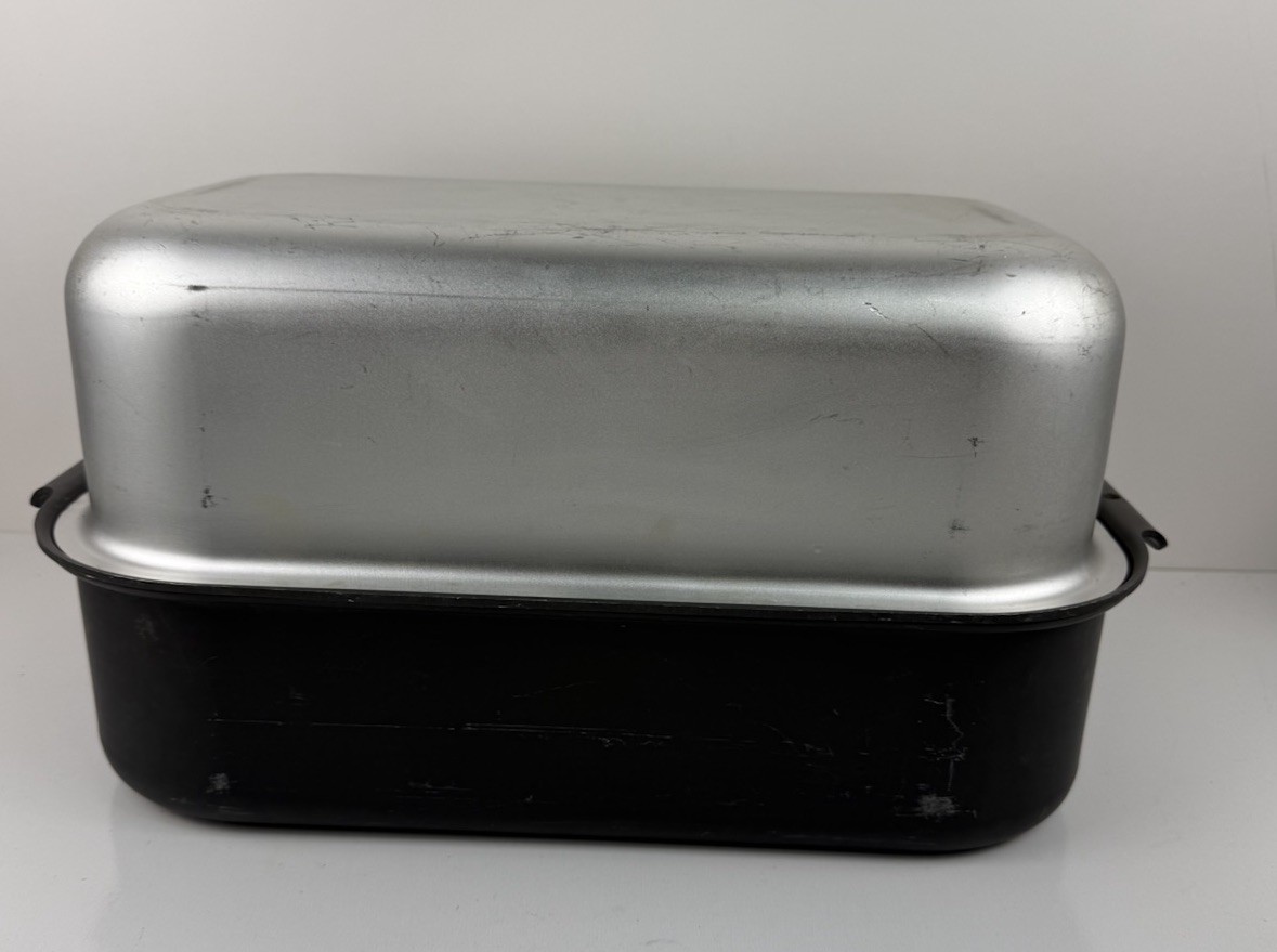Vtg Miracle Maid Large Rectangular Turkey Roaster Pan High Dome Lid Rack 3 76