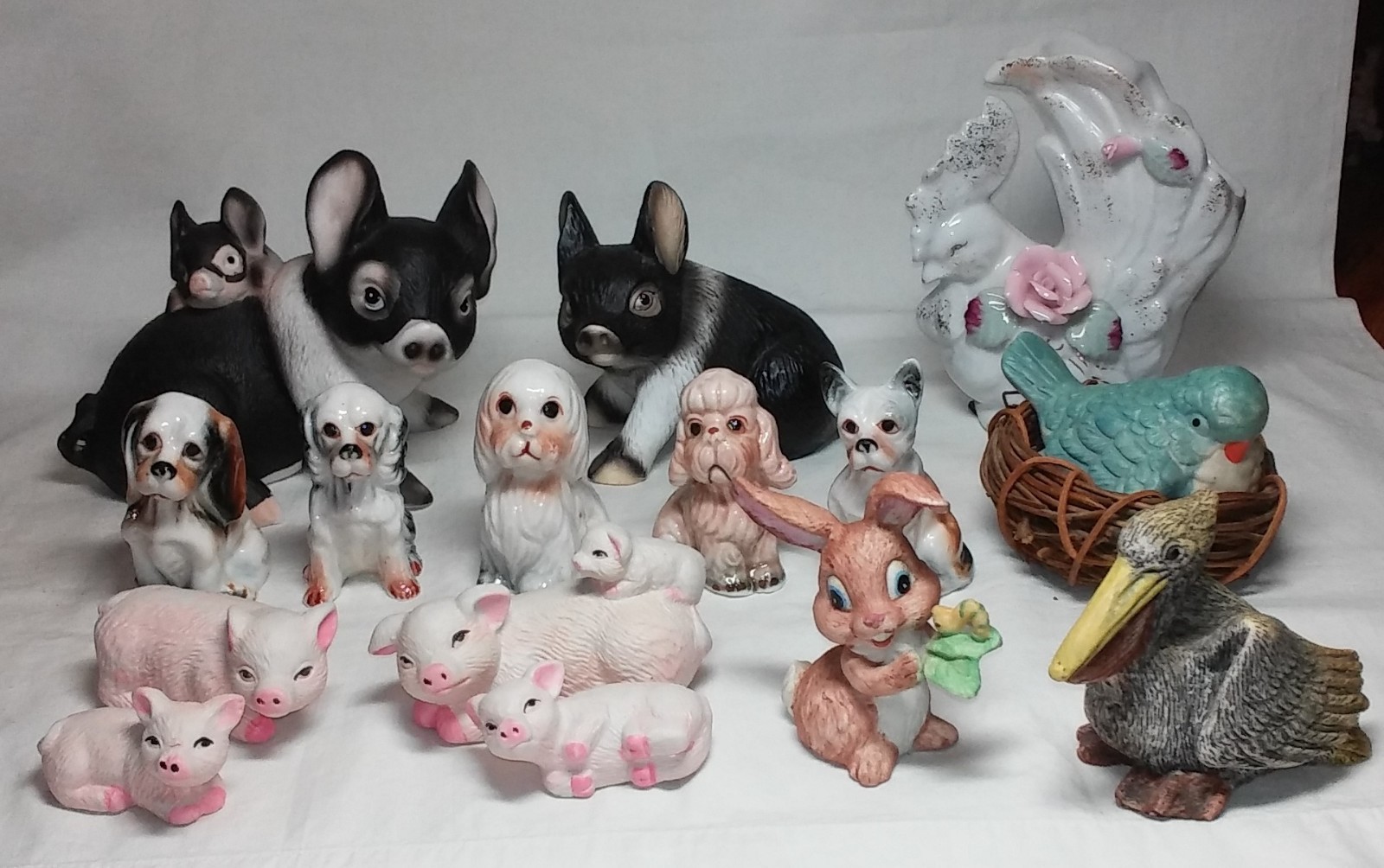 Vintage Bone China, Porcelain & Resin Animal Figurines, Lot Of 15
