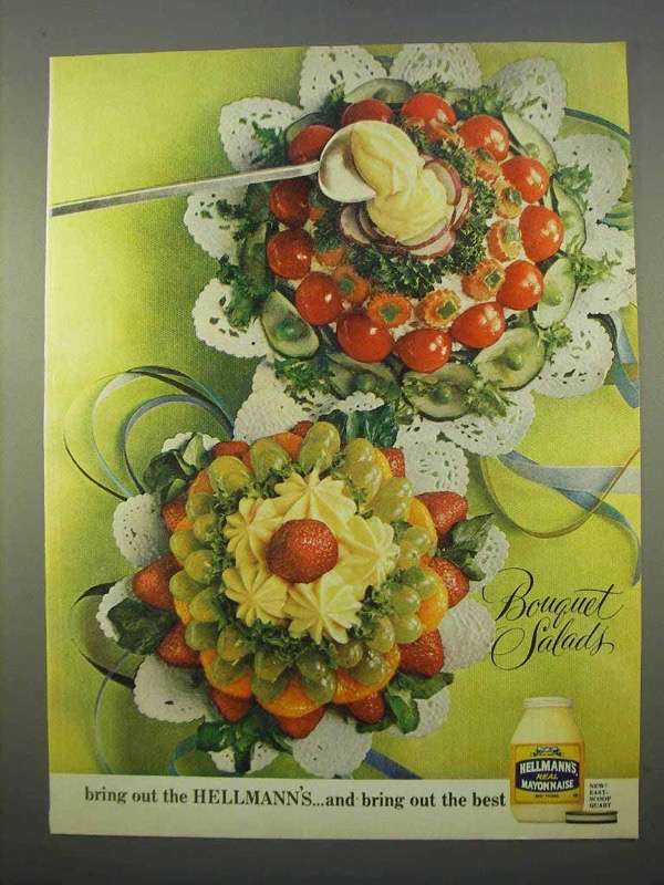 1963 Hellmann\'s Mayonnaise Ad - Bouquet Salads 1963 Hellmann\'s Mayonnaise Ad - Bouquet Salads