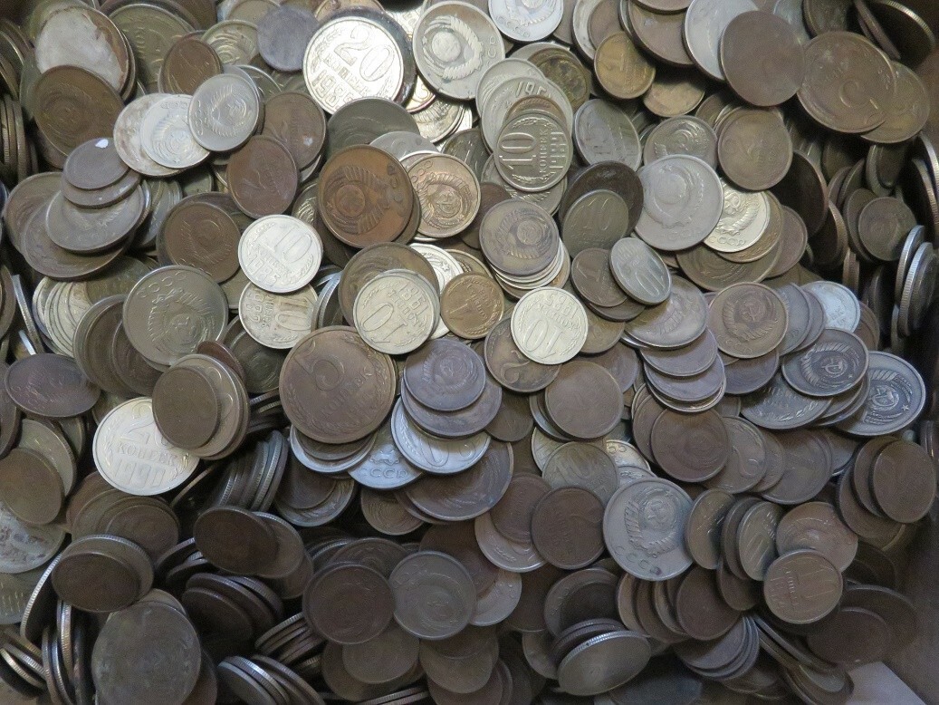 vintage Soviet Union set of coins of the USSR 200 pcs denomination 1-20 kopecks