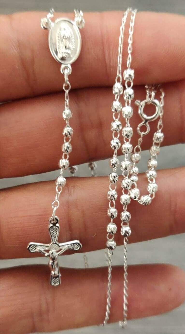silver 925 catholic Rosary small /Rosario Plata 925 20'' de largo 2.1mm anchor silver 925 catholic Rosary small /Rosario Plata 925 20'' de largo 2.1mm anchor