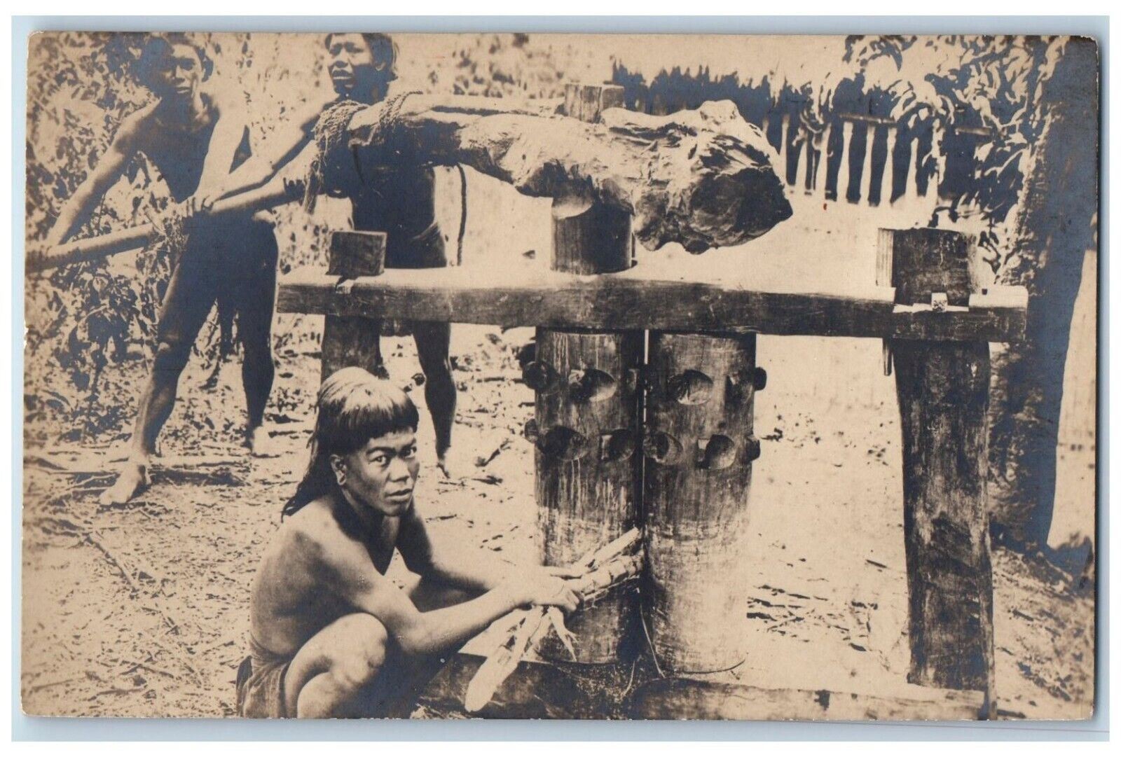 c1910's Native Tribe BBQ Cooking Unposted Antique RPPC Photo Postcard c1910's Native Tribe BBQ Cooking Unposted Antique RPPC Photo Postcard