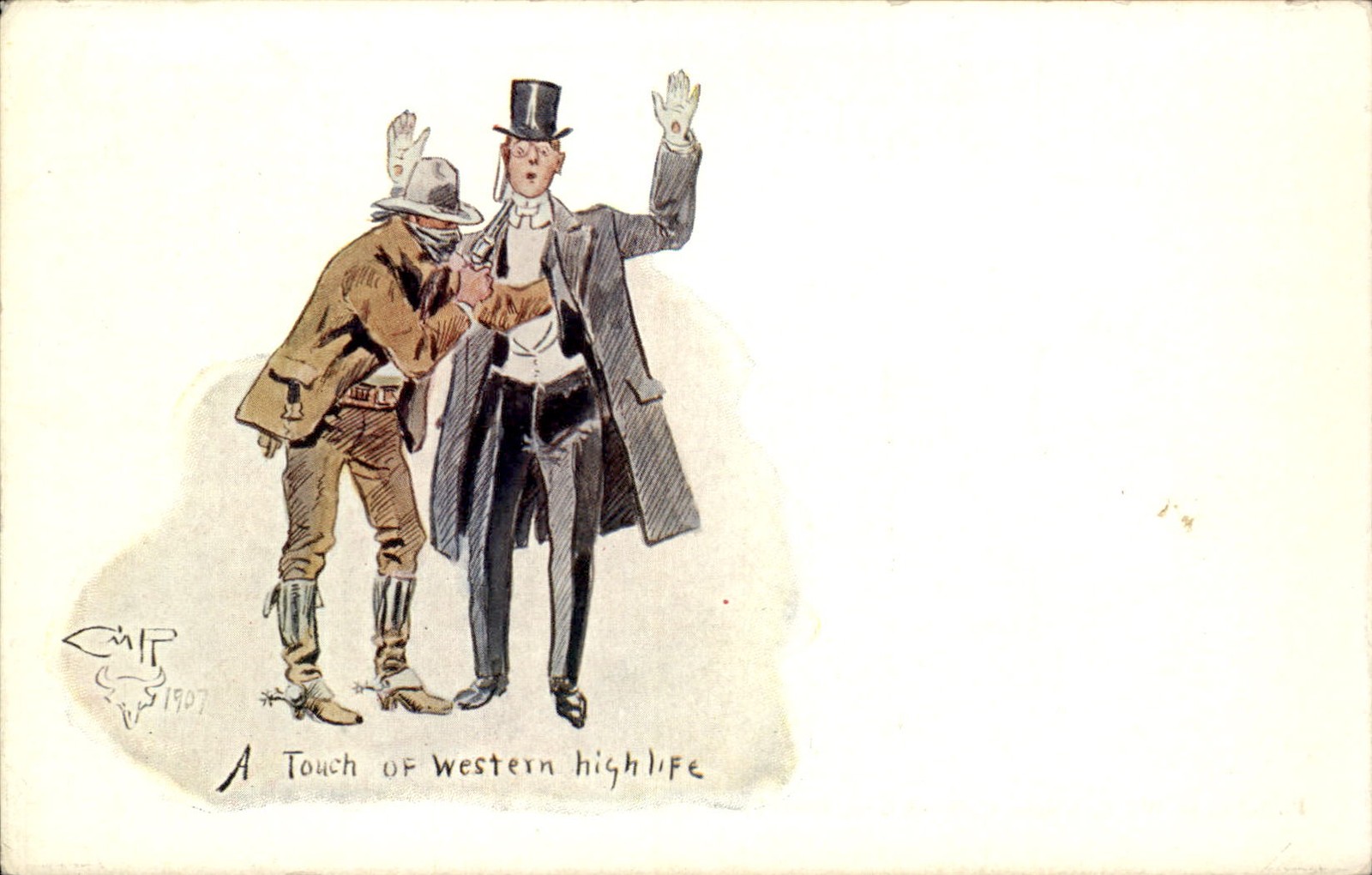Western dandy and bandit Humor W. T. Ridgley Calendar Co. c1907 Vintage Postcard