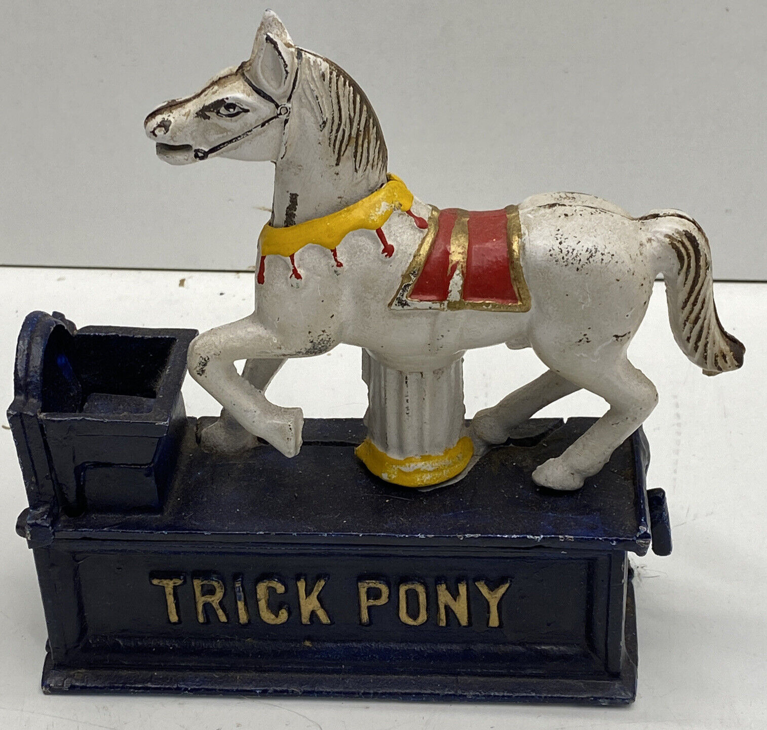 VTg Reproduction Cast Iron TRICK PONY Mechanical Coin Bank