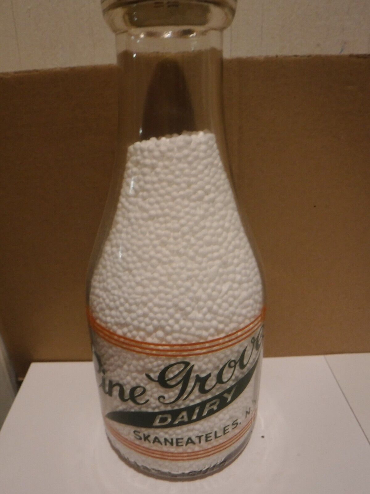 1 Quart Pine Grove Dairy Milk Bottle, Skaneateles NY