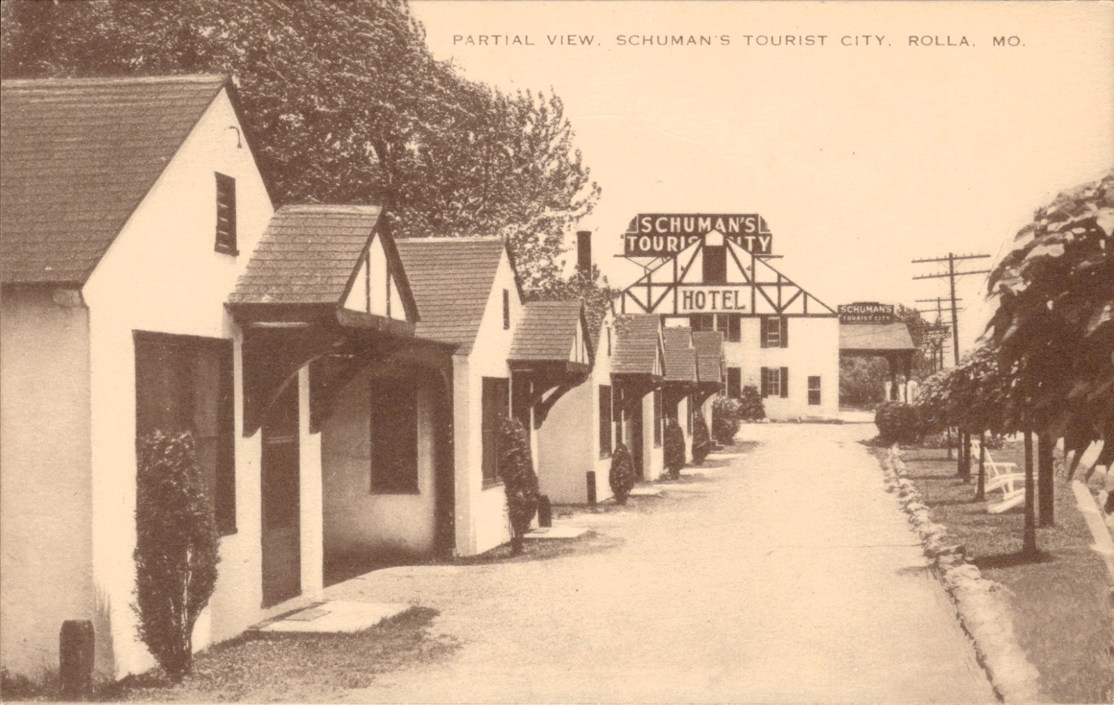 Schuman\'s Tourist City Motor Court Rolla MO Route 66 Postcard