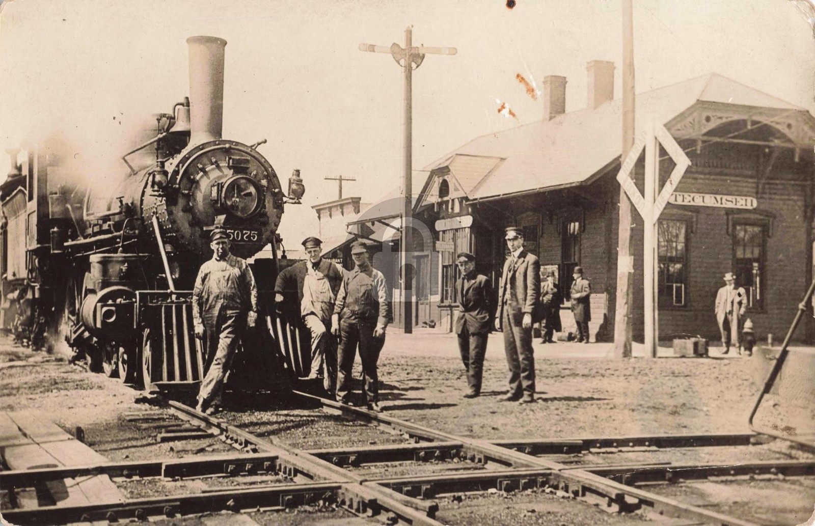 Railroad Station, Tecumseh MI Michigan 1913 RPPC Photo Postcard COPY Railroad Station, Tecumseh MI Michigan 1913 RPPC Photo Postcard COPY
