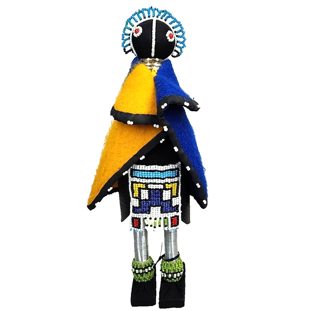 Vtg South African Ndebele Ceremonial Fertility Doll Handmade Beaded Colorful 13\