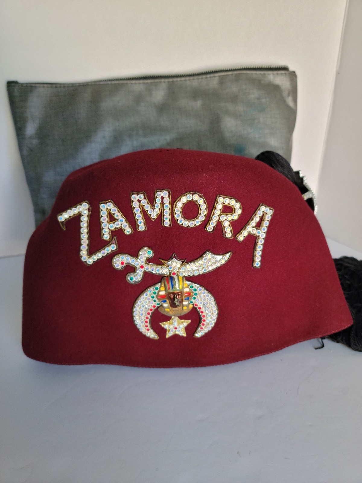 Vintage ZAMORA Masonic Shriner\'s Fez Size 7 3/4 Birmingham AL With Bag