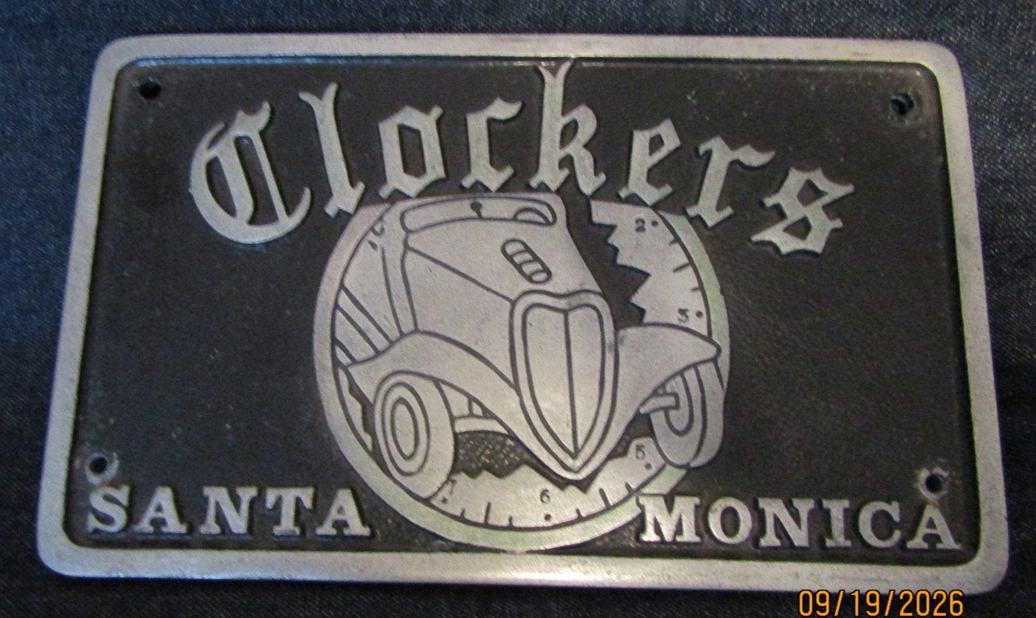 Vtg Clockers Santa Monica Car Club Plaque Koehler Foundry Bell Ca 1950's Rare