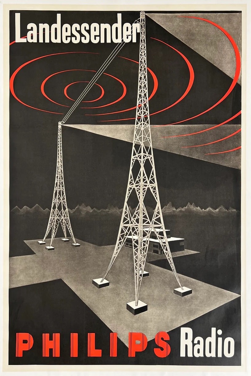 Philips Radio Vintage Poster - 1930s Broadcast Art - 16x24” 📡 Early 20th Philips Radio Vintage Poster - 1930s Broadcast Art - 16x24” 📡 Early 20th