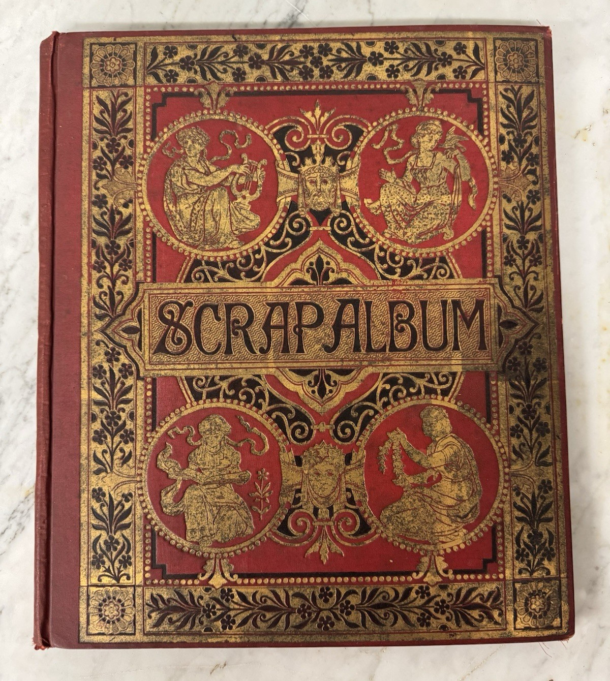 Antique Victorian Scrapbook Album Pages of Decorative Attached Die Cut Cutouts Antique Victorian Scrapbook Album Pages of Decorative Attached Die Cut Cutouts