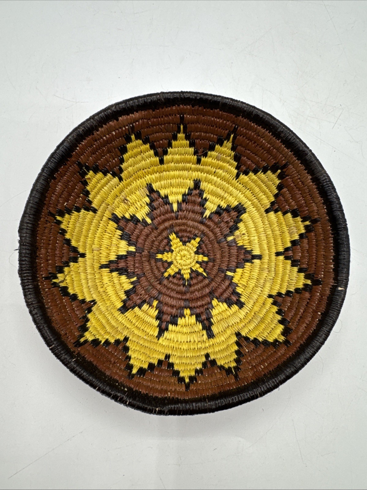 Small Woven Grass Basket Trinkets Basket Yellow Brown & Black