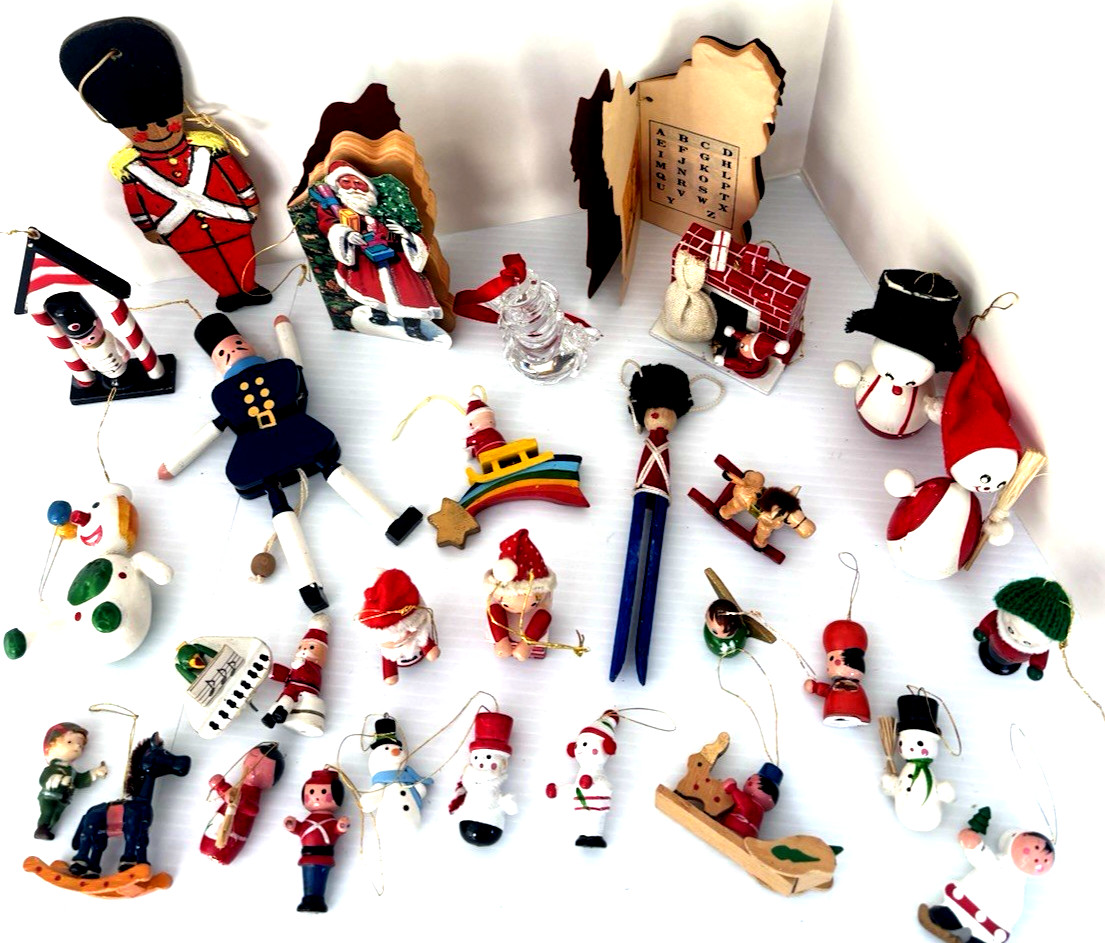 VTG '50s - '60s LOT 30 Christmas Tree Ornaments Adler Waterford Crystal Snowman VTG '50s - '60s LOT 30 Christmas Tree Ornaments Adler Waterford Crystal Snowman