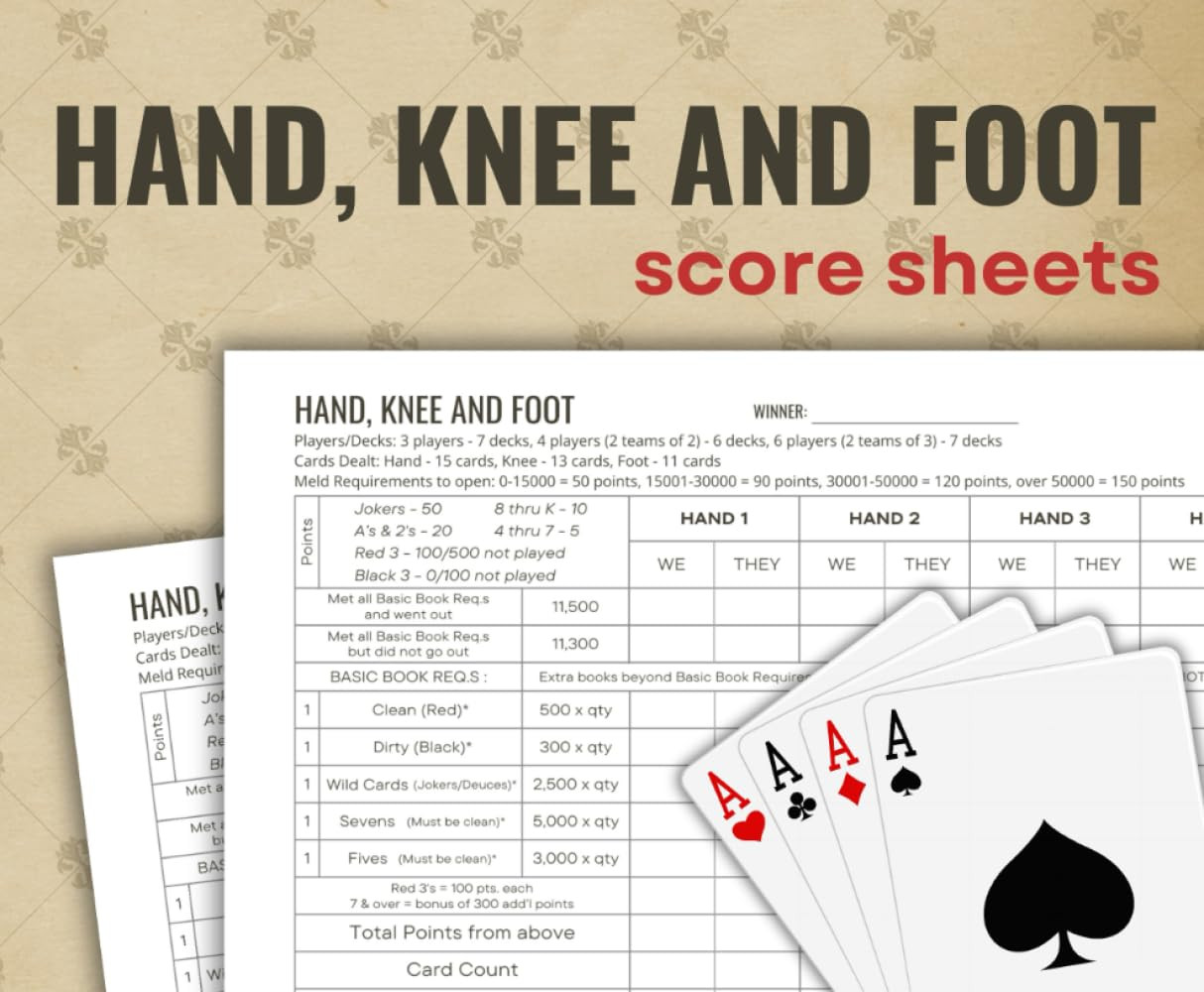 Hand Knee and Foot Score Sheets: 100+ Pages for Scorekeeping