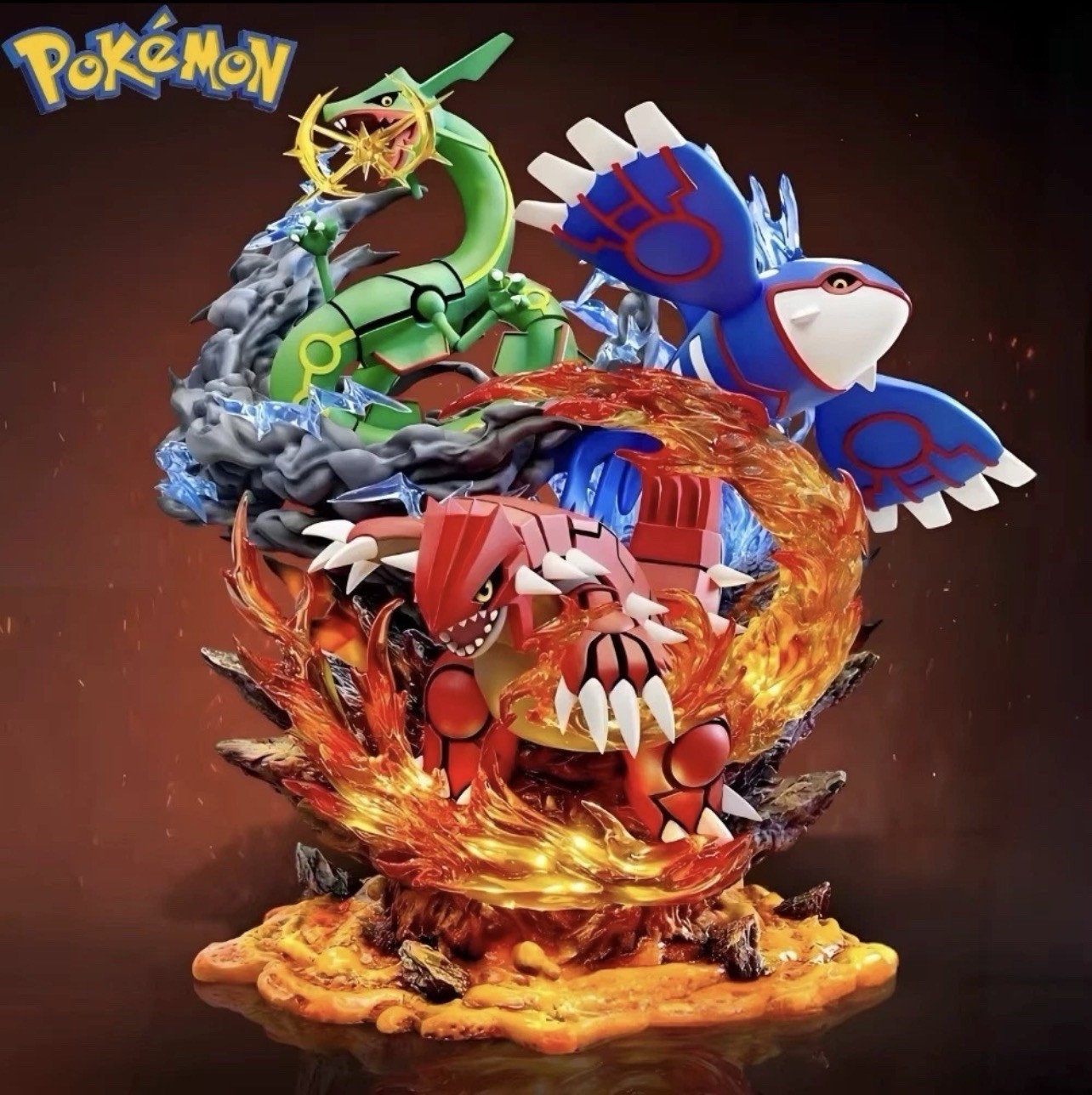Pokemon Groudon Kyogre Rayquaza Figure 35cm PVC Legendary Statue
