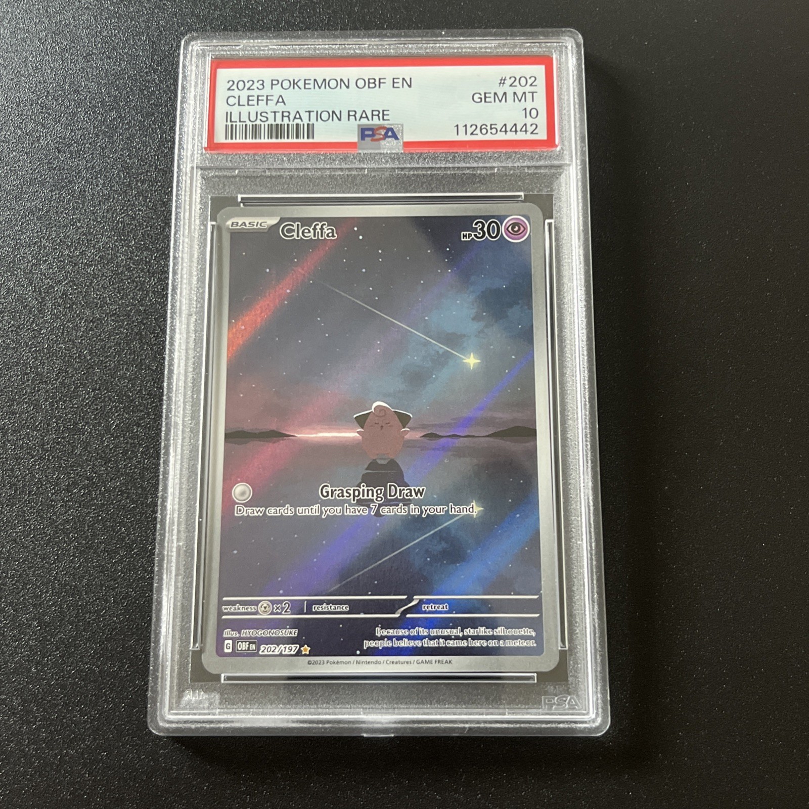 Cleffa 202/197 Illustration Rare: Obsidian Flames Pokémon Card - PSA 10