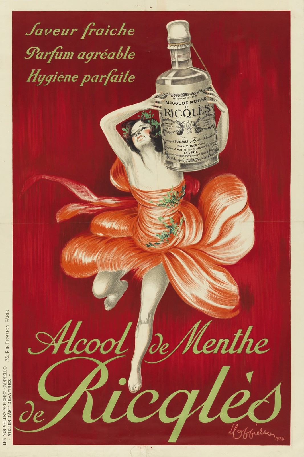 Vibrant 1926 Alcool de Menthe de Ricqlès Poster - 16x24” Rare Reprint 🤯💯
