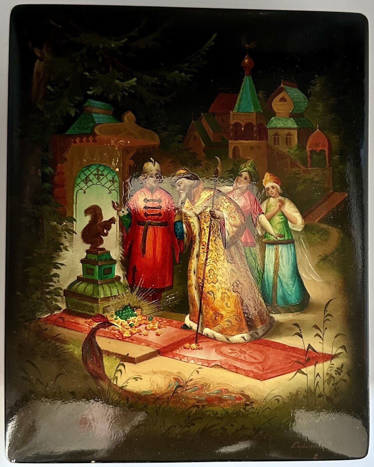 Authentic Fedoskino Russian Hand Painted Lacquer Box 1980 