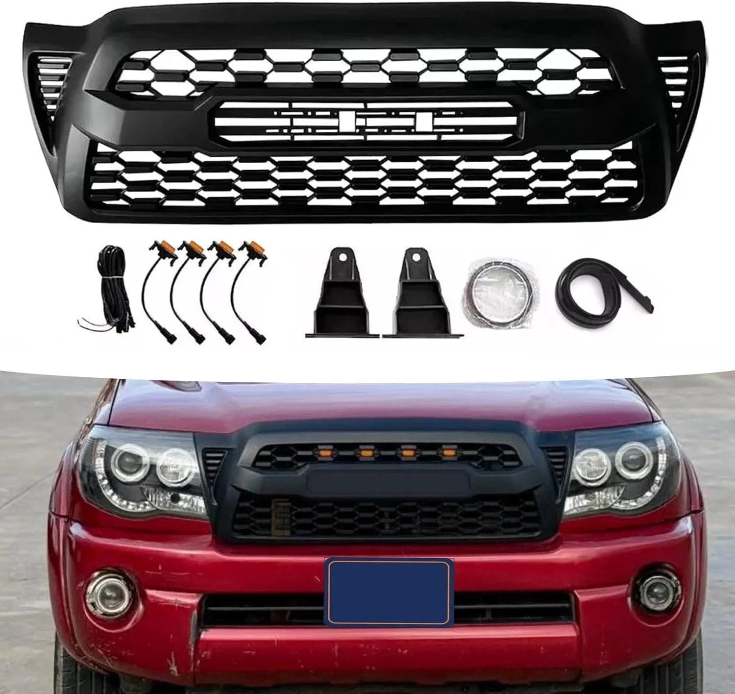 Front Bumper Upper Grille W/LED Lights for 2Nd Gen 2005-2011 Toyota Tacoma | Trd Front Bumper Upper Grille W/LED Lights for 2Nd Gen 2005-2011 Toyota Tacoma | Trd