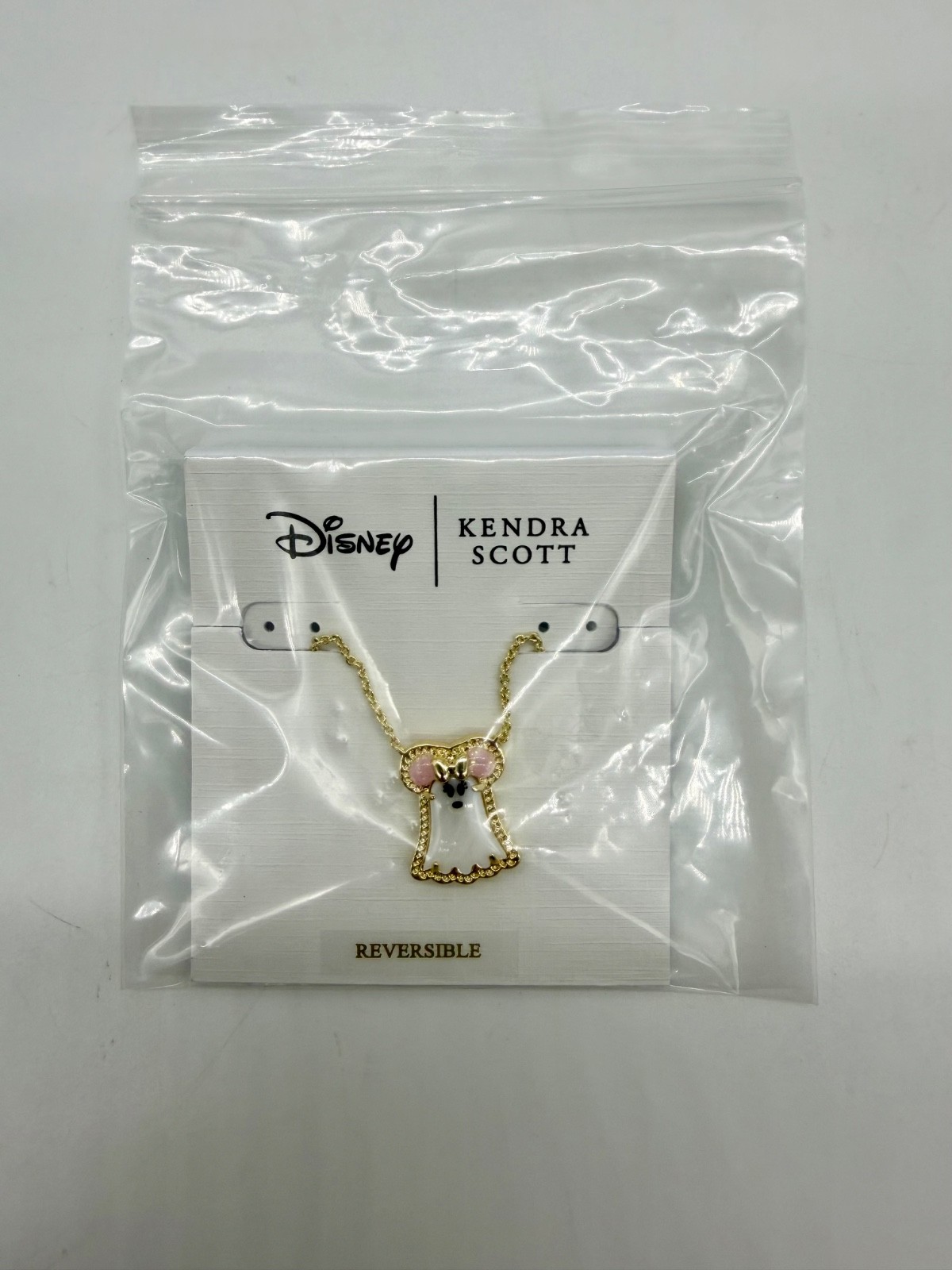 Disney Parks Kendra Scott Halloween Minnie Mouse Cute Ghost Necklace Gold 2026
