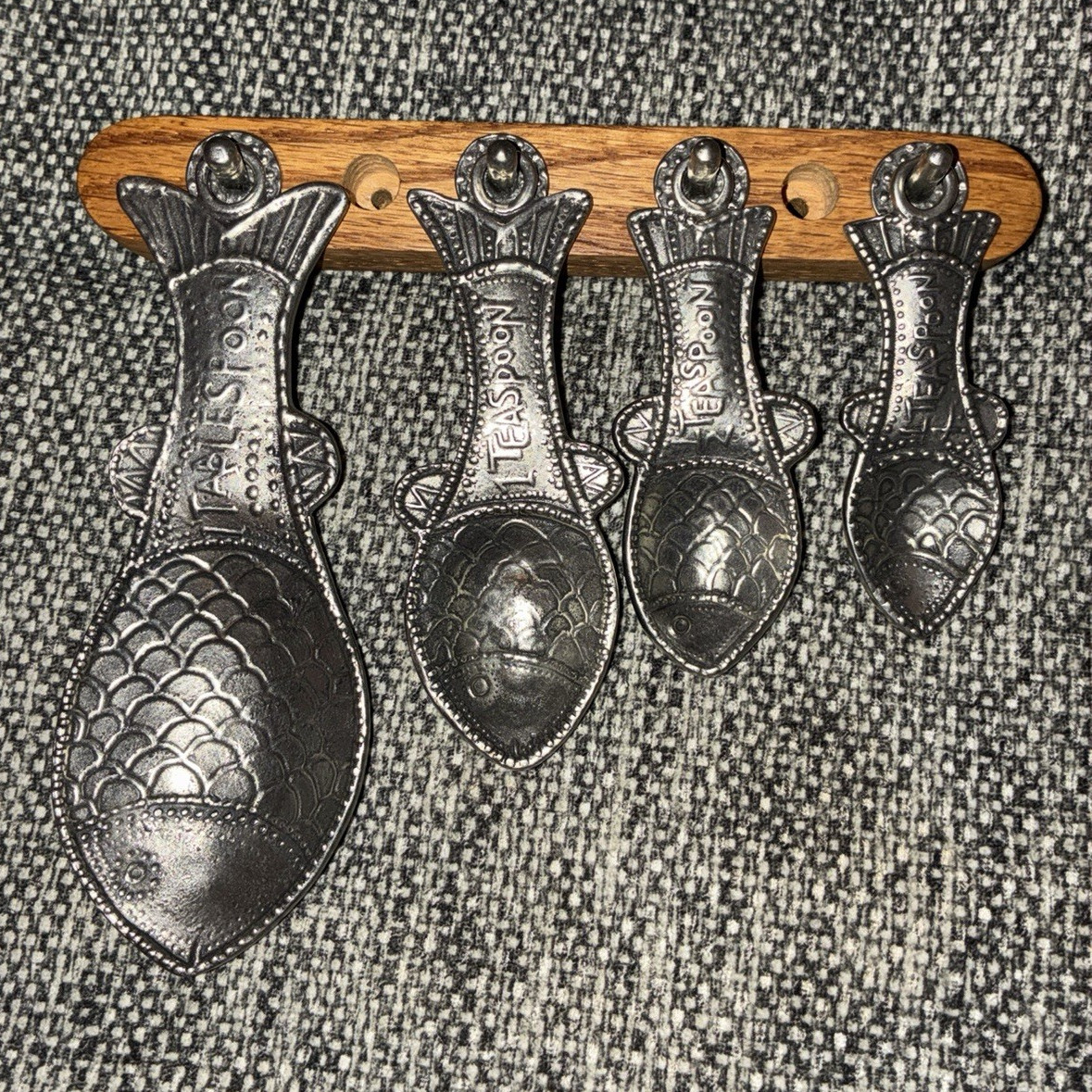 The Tin Woodsman Pewter Co. Handmade Pewter Spoon Set with Wooden Rack