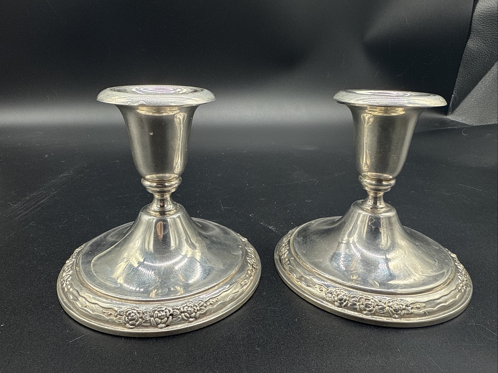 CAMILLE INTERNATIONAL SILVER COMPANY, CANDLE HOLDER SET OF 2 #6015