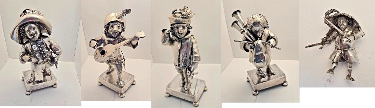 Lot of 5 Rare Vintage Italian Silver Figurines