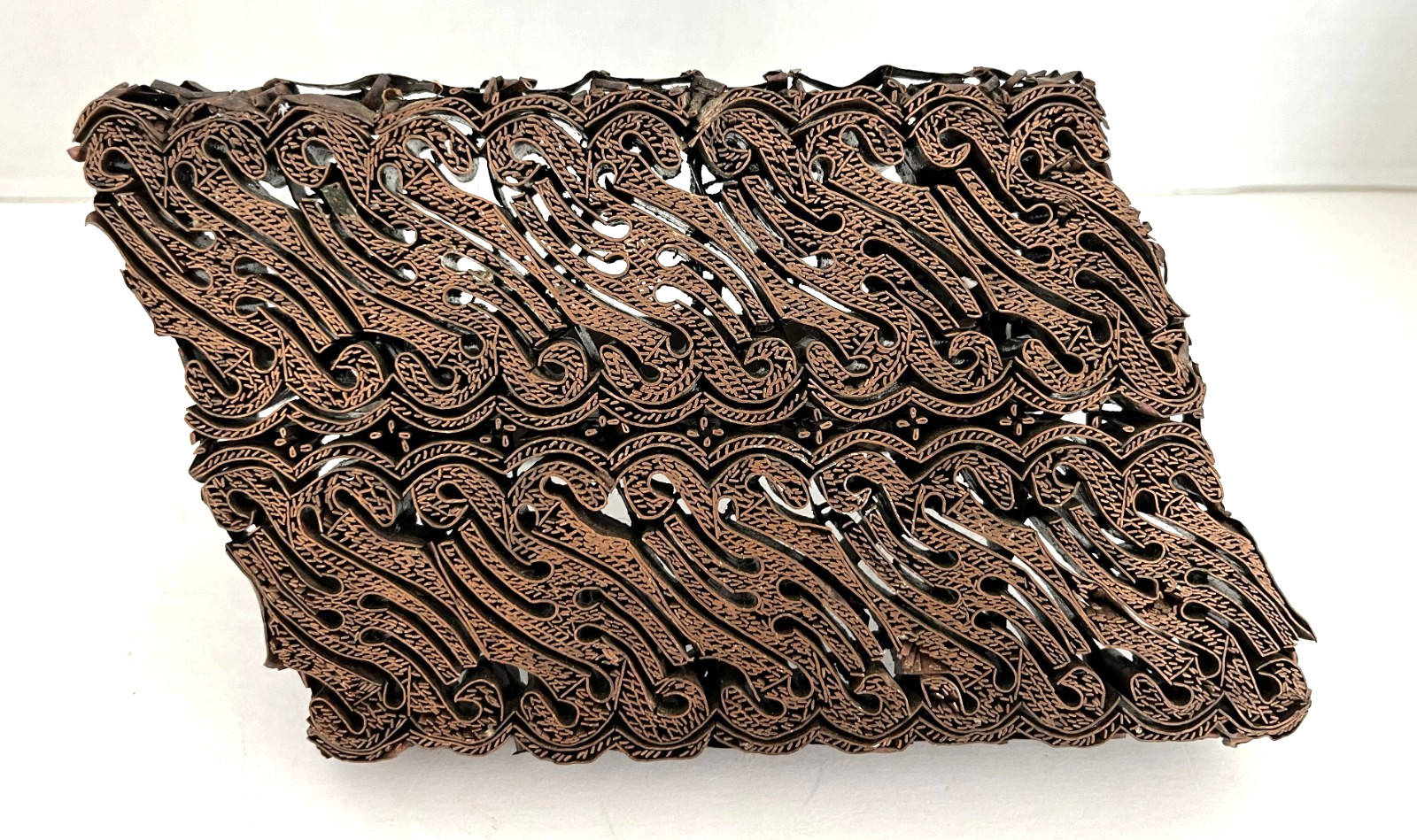 Vtg Copper Tjap Batik Cap Chop Stamp Fabric Print Block Artisan Double Abstract Vtg Copper Tjap Batik Cap Chop Stamp Fabric Print Block Artisan Double Abstract