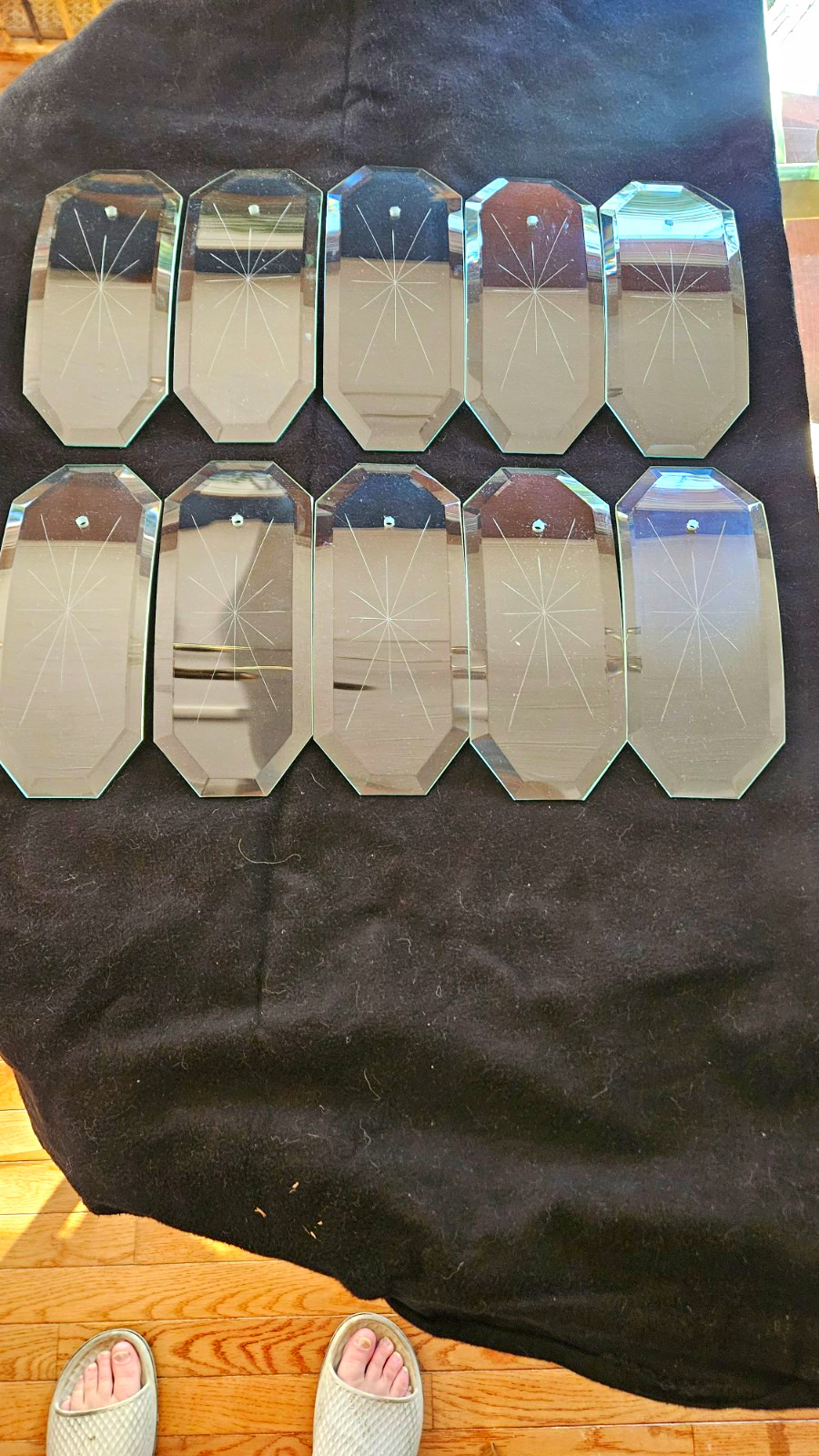 10 Vintage Mid Century Starburst Etched Curved Glass Chandelier Sconce Panels 8