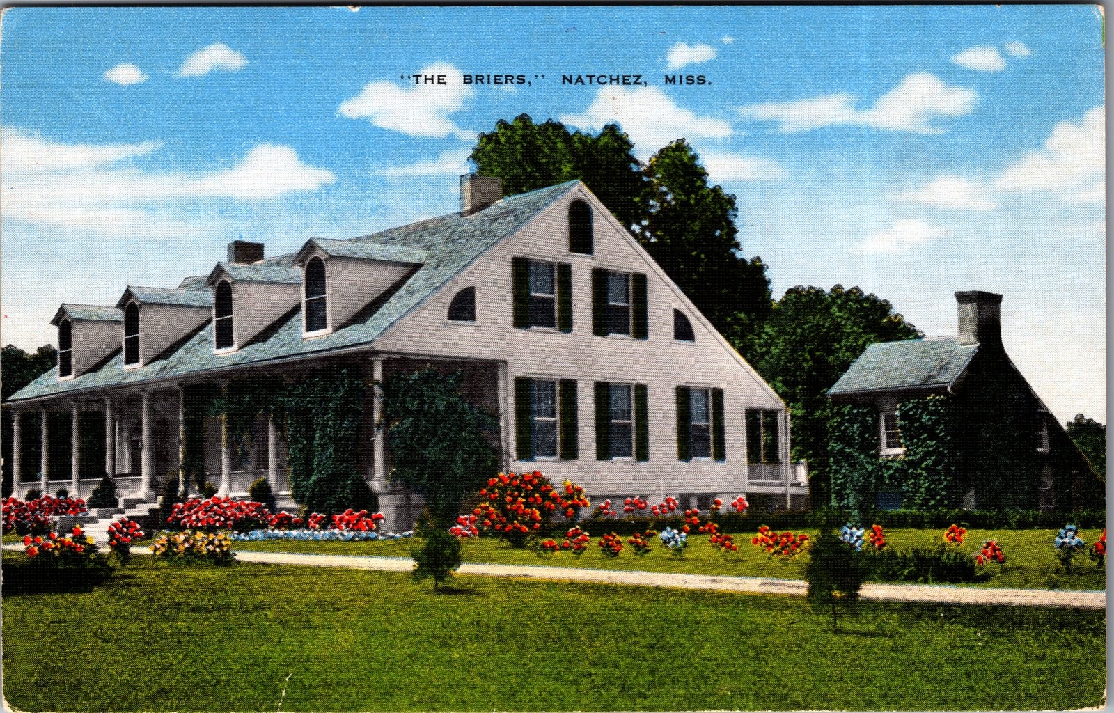 1940s The Briers Natchez Mississippi Historical Home Linen Postcard
