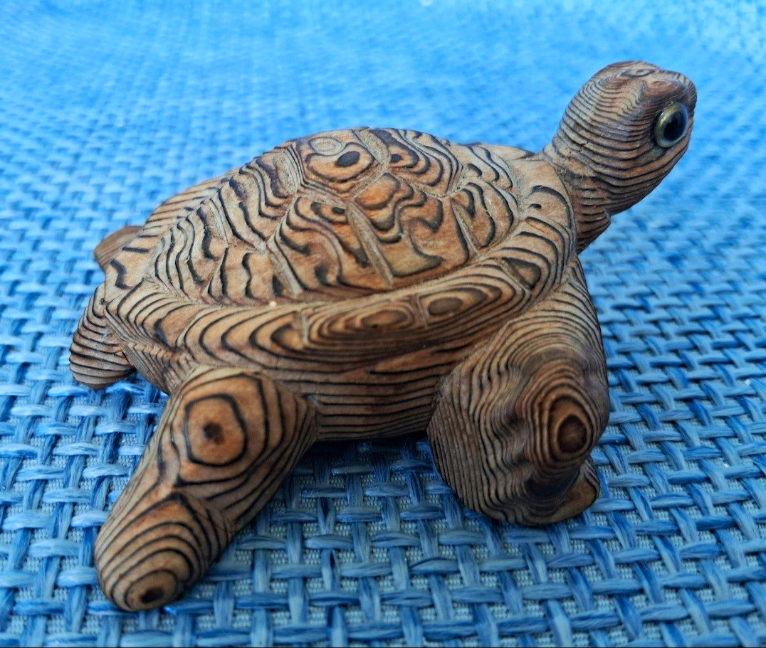 Vintage Hand-Carved Japanese Cryptomeria (Sugi Cedar) Wood Turtle Figurine Sign Vintage Hand-Carved Japanese Cryptomeria (Sugi Cedar) Wood Turtle Figurine Sign