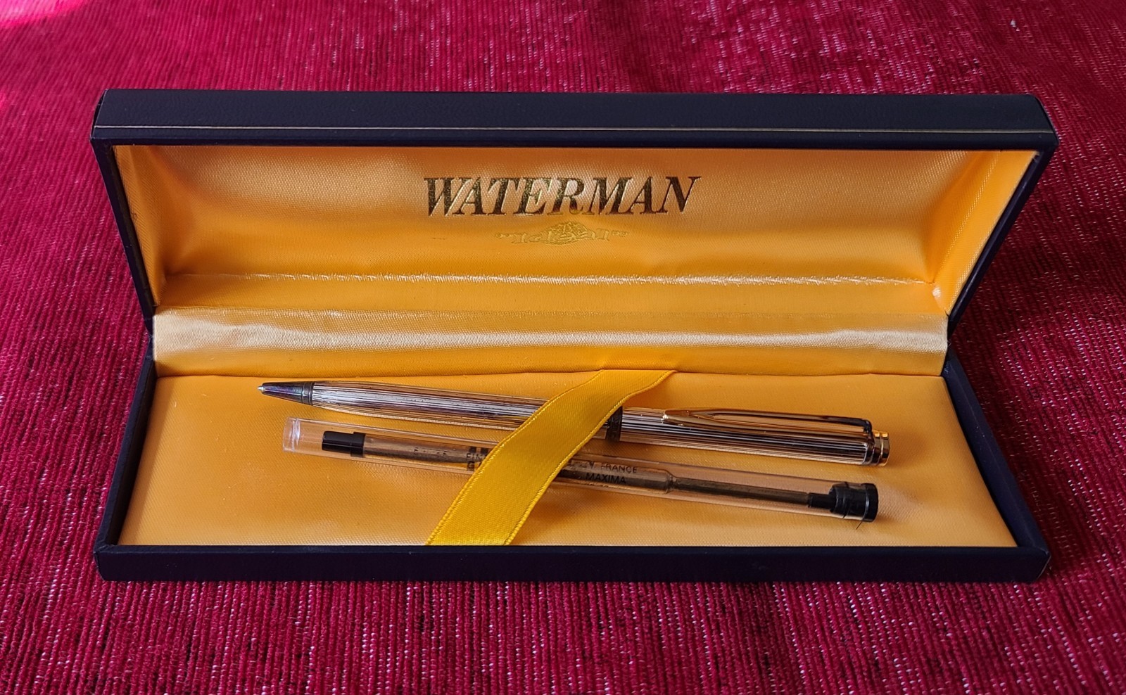 Vintage Waterman Ideal Paris Ballpoint Black with Gold Trim (Needs Refill)