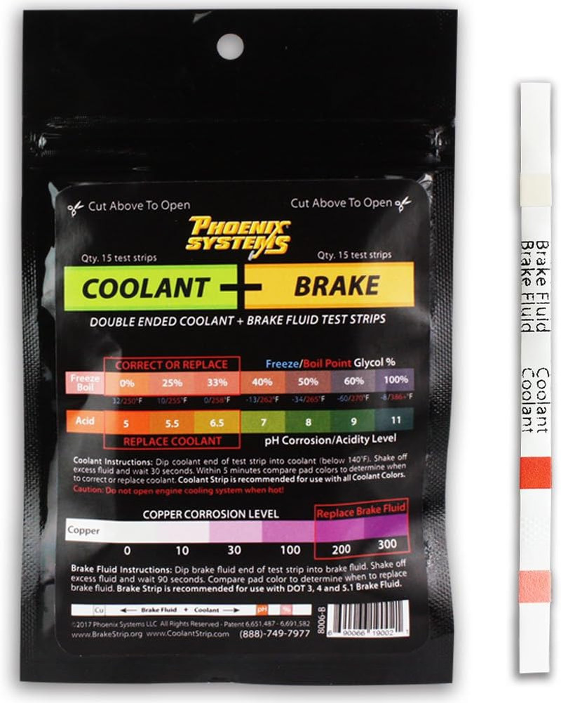 15 Double Ended Brake Fluid and Coolant Test Strips for Automotive Safety 15 Double Ended Brake Fluid and Coolant Test Strips for Automotive Safety