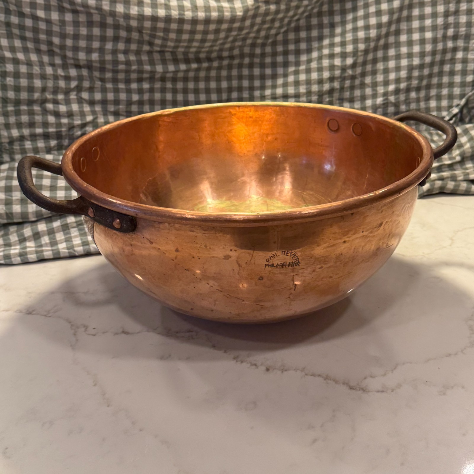 Antique Dove Tailed Paul Beyer Philadelphia Copper Candy Kettle Antique Dove Tailed Paul Beyer Philadelphia Copper Candy Kettle