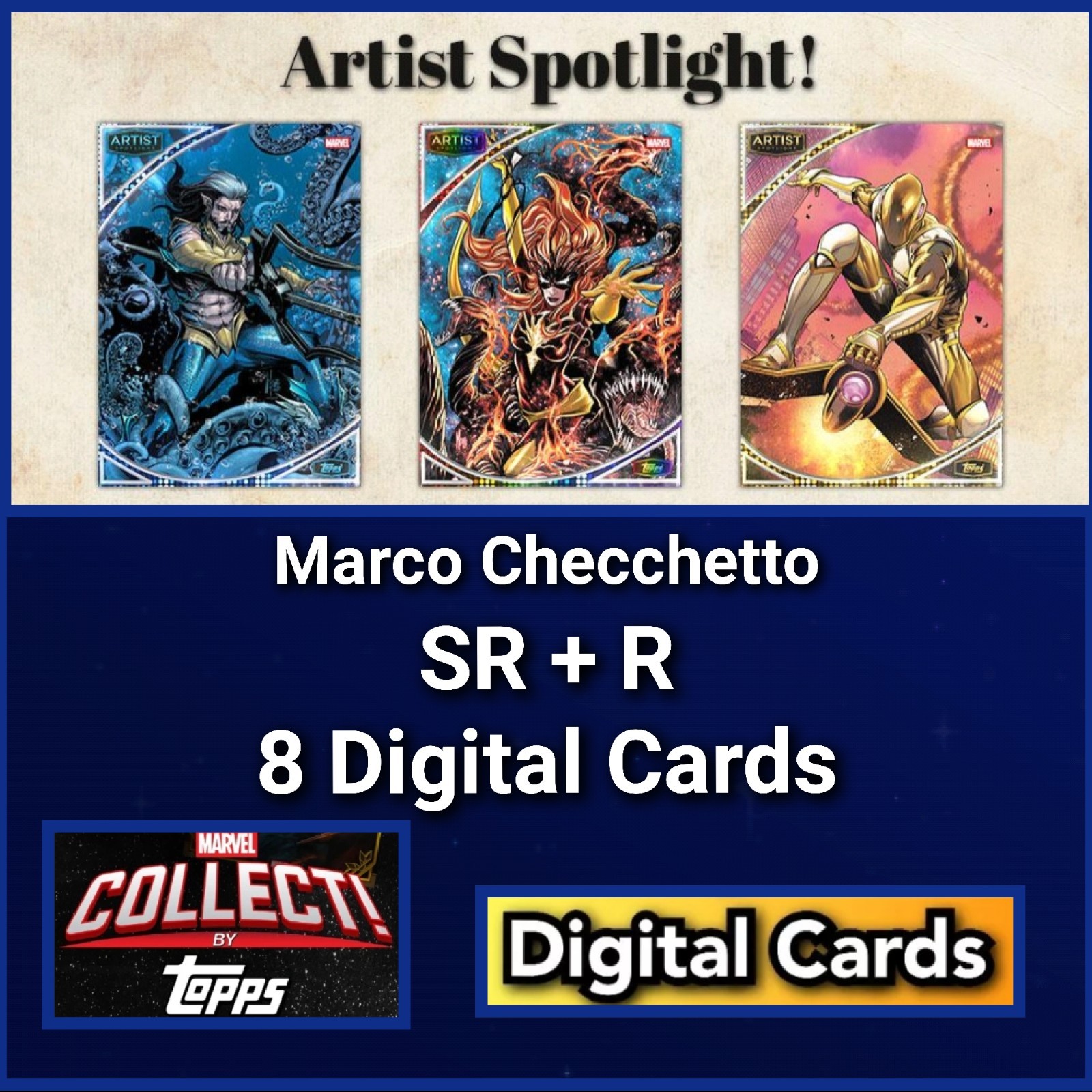Topps Marvel Collect Artist Spotlight 26 Marco Checchetto SR+R 8 Card Set