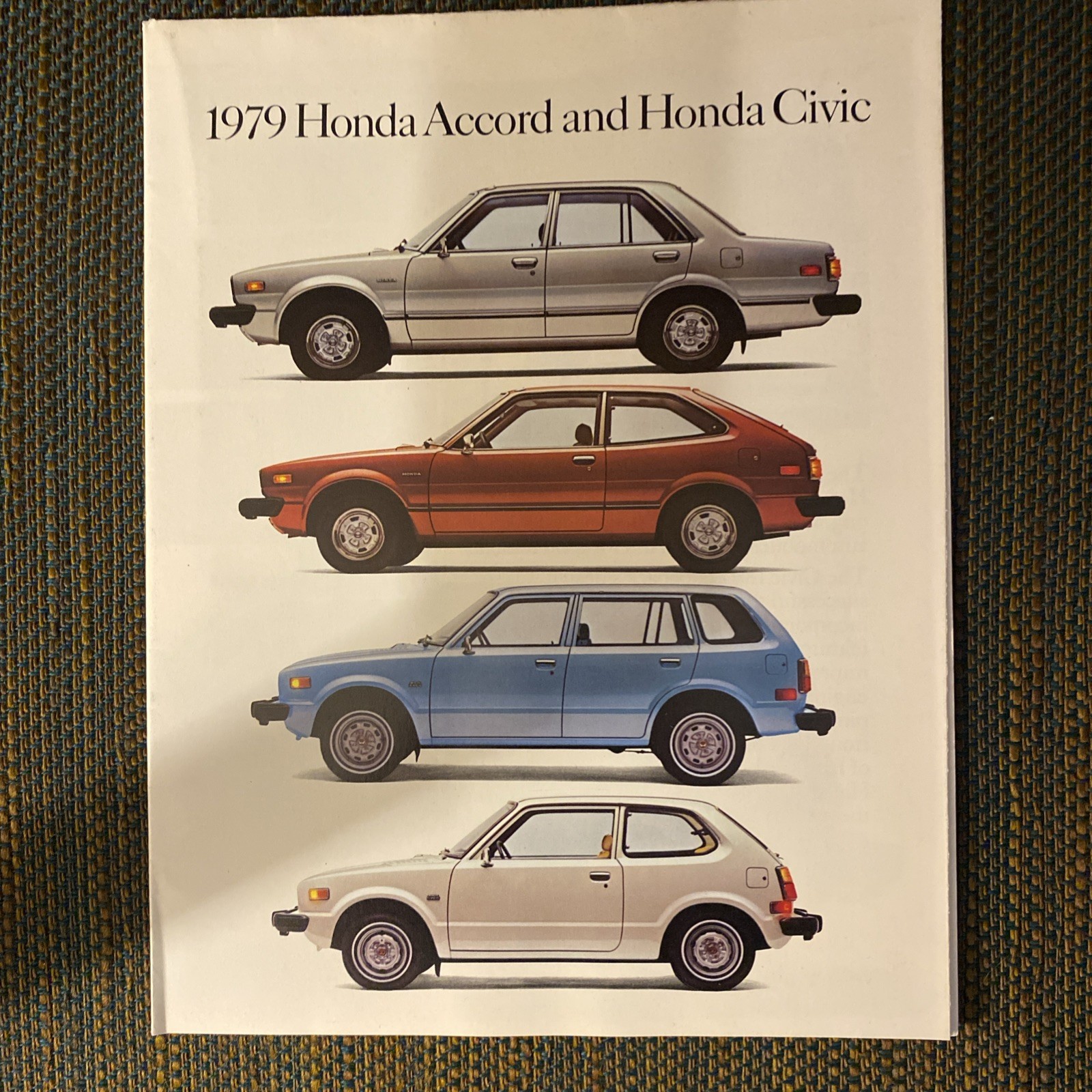 1979 HONDA ACCORD & CIVIC SALES BROCHURE SALES CATALOG 79 CVCC 1200 LX 