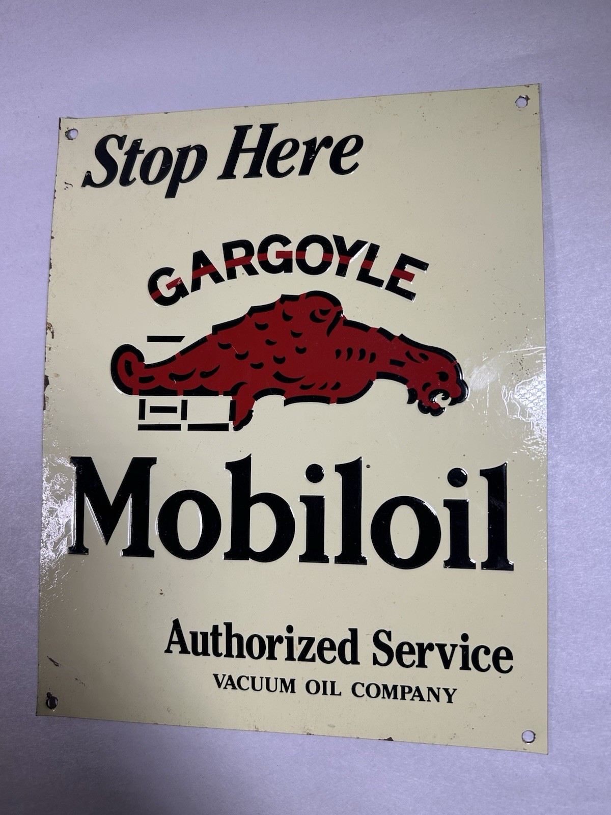 Vintage Mobiloil Garboyle Vacuum Oil Company Tin Sign