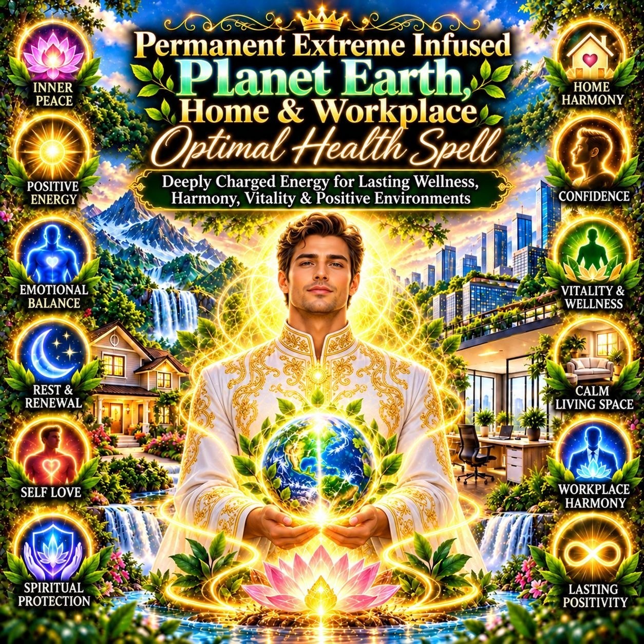Permanent Extreme Infused Planet Earth, Home & Workplace Optimal Health Spell  D
