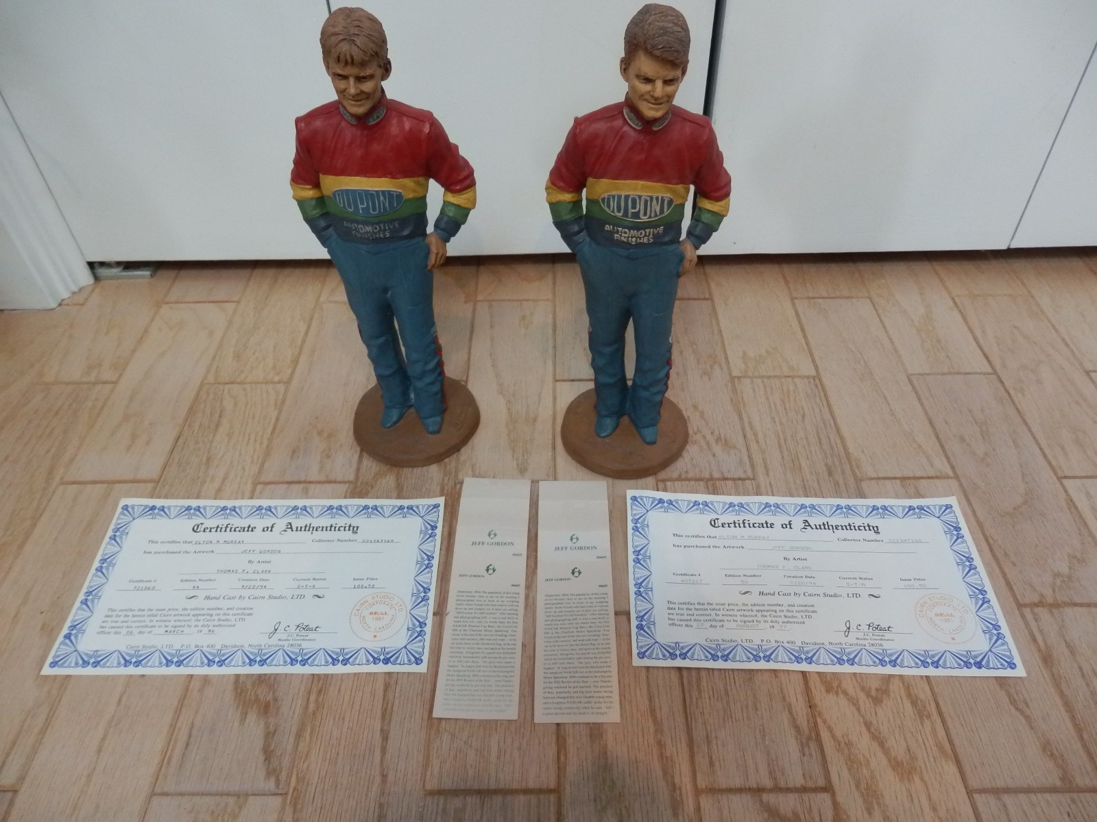 2 Versions Tom Clark Statues of Jeff Gordon 12” Edition # 56 & # 84 With COA\'s 2 Versions Tom Clark Statues of Jeff Gordon 12” Edition # 56 & # 84 With COA\'s