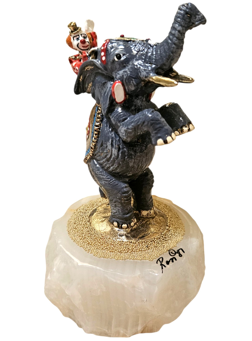 Vtg Ron Lee 1987  Circus Elephant 24k Accents Alabaster Base 5\
